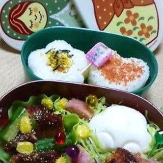 手作りピックと大好きマトリョーシカ弁当箱でお弁当　